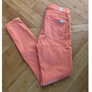 7 for all mankind orange skinny jeans